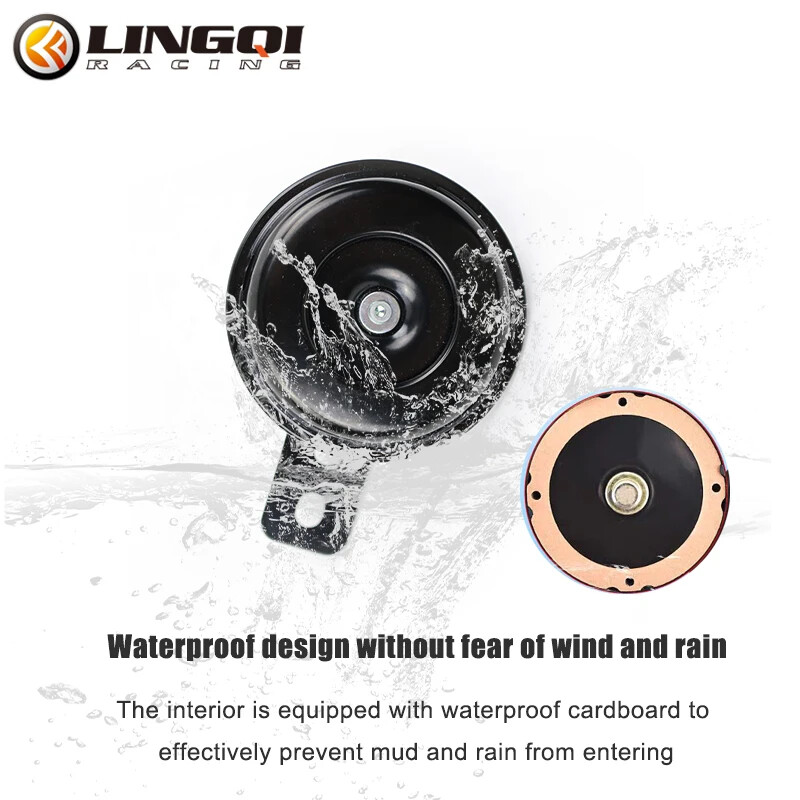 LINGQI RACING Motocikla 12V ūdensnecaurlaidīgs signāltaures skaļrunis, brīdinājuma skaņas signālierīces Pit Dirt Bike motokrosa piederumiem