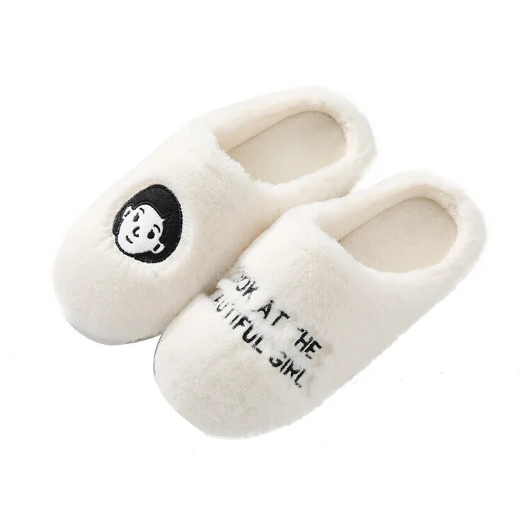 Pāri Ziemas Mājas Pūkainas Čības Kawaii Zēniem un meitenēm Galva Attēls Siltas Pretslīdes Izturīgas Virsdrēbes Čības Sieviešu un Vīriešu