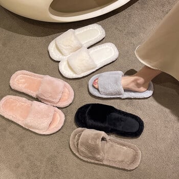 Casual Fluffy Slippers Γυναικεία Flats Σπίτι μονόχρωμα δημοφιλή Γυναικεία παπούτσια σχεδιαστών για το σπίτι Ζεστός χειμώνας κομψά παπούτσια για εσωτερικούς χώρους