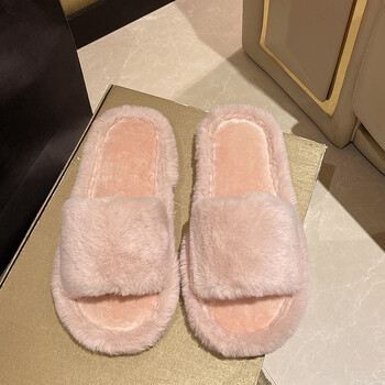 Casual Fluffy Slippers Γυναικεία Flats Σπίτι μονόχρωμα δημοφιλή Γυναικεία παπούτσια σχεδιαστών για το σπίτι Ζεστός χειμώνας κομψά παπούτσια για εσωτερικούς χώρους