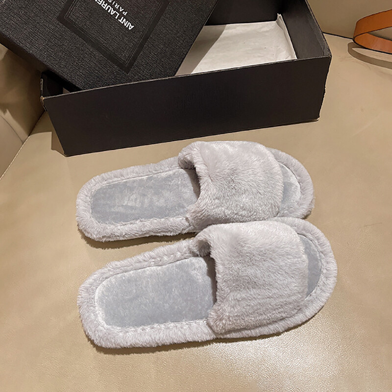Ikdienas, pūkainas čības Sieviešu Mājas Dzīvokļi Solīdi Mode Populāri Dizaineru Apavi Sieviešu Mājai Silti Ziemas Eleganti Apavi iekštelpām