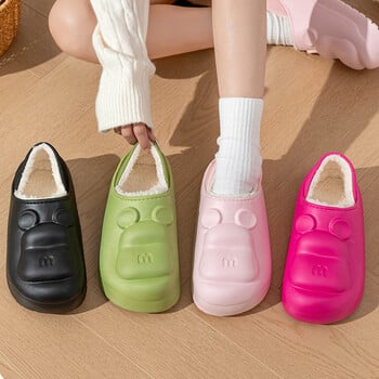 Cute Candy Color Bear γυναικείες ζεστές παντόφλες Χειμερινές βελούδινες ζεστές παντόφλες αδιάβροχες για γυναίκες