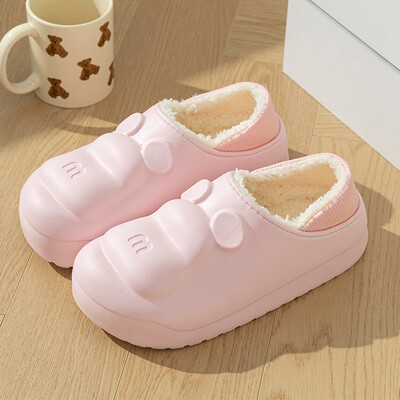 Cute Candy Color Bear γυναικείες ζεστές παντόφλες Χειμερινές βελούδινες ζεστές παντόφλες αδιάβροχες για γυναίκες