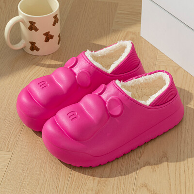 Cute Candy Color Bear γυναικείες ζεστές παντόφλες Χειμερινές βελούδινες ζεστές παντόφλες αδιάβροχες για γυναίκες