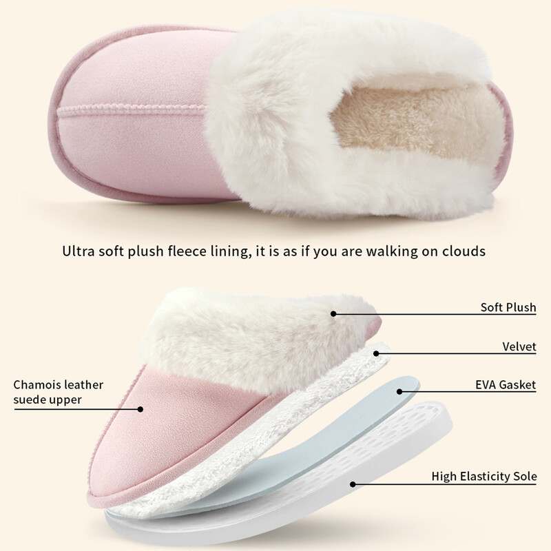 Zimske ženske muške krznene neklizajuće papuče Tople papuče podstavljene od lepršave brušene kože Potplat protiv klizanja Udobne kućne cipele za unutra i na otvorenom