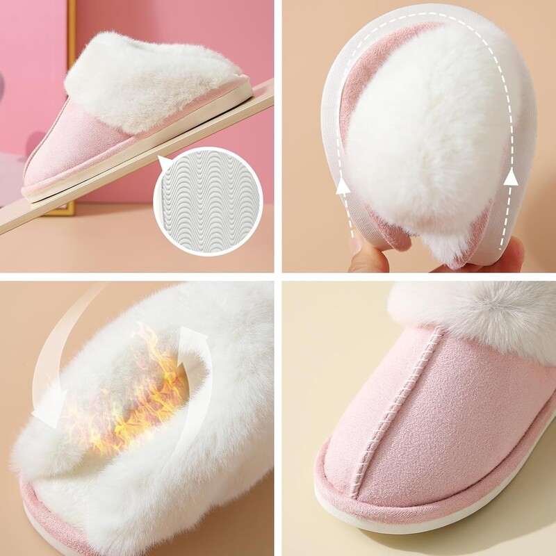 Zimske ženske muške krznene neklizajuće papuče Tople papuče podstavljene od lepršave brušene kože Potplat protiv klizanja Udobne kućne cipele za unutra i na otvorenom