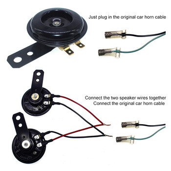 Универсален комплект електрически клаксон за мотоциклети 12V 1.5A 105db Водоустойчиви кръгли силни високоговорители за клаксон за скутер Мотопед Dirt Bike ATV