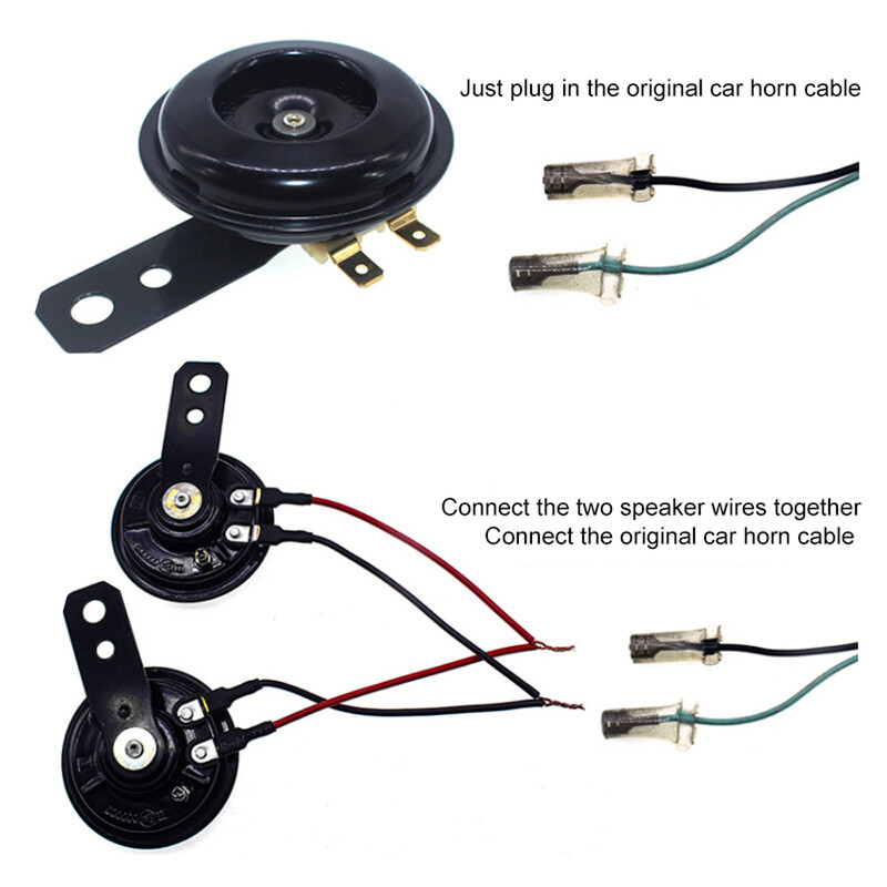 Universalus motociklo elektrinis garso signalo rinkinys 12V 1,5A 105db vandeniui atsparūs apvalūs garsiakalbiai, skirti motorolerio mopedo purvo dviračiui ATV