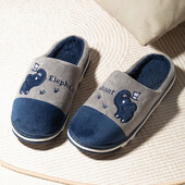 Karikatūra zilonis plīša čības siltas kokvilnas pretslīdēšanas pāriem māja jauki ērti apavi vīriešiem sievietēm ziemas rudens apavi