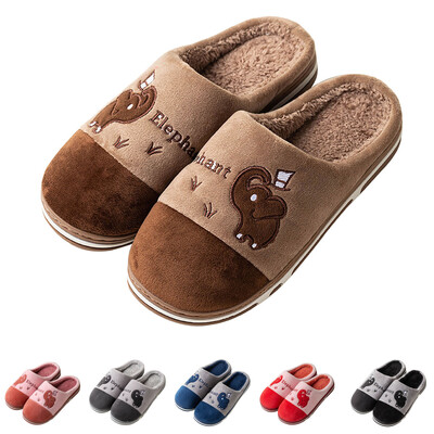 Karikatūra zilonis plīša čības siltas kokvilnas pretslīdēšanas pāriem māja jauki ērti apavi vīriešiem sievietēm ziemas rudens apavi