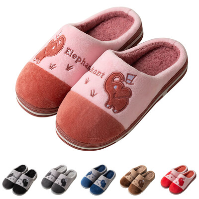 Karikatūra zilonis plīša čības siltas kokvilnas pretslīdēšanas pāriem māja jauki ērti apavi vīriešiem sievietēm ziemas rudens apavi