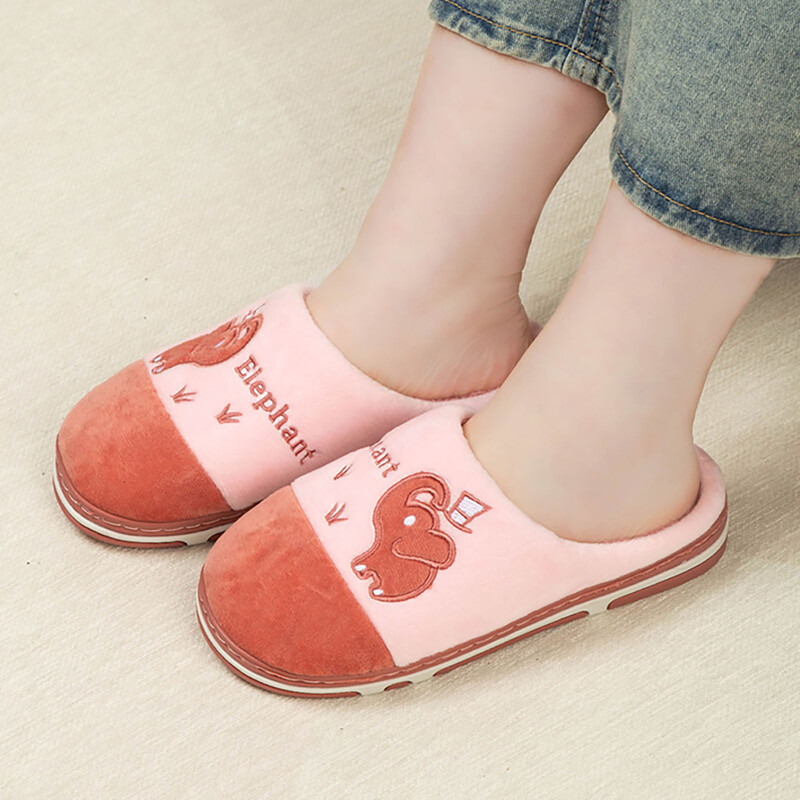 Karikatūra zilonis plīša čības siltas kokvilnas pretslīdēšanas pāriem māja jauki ērti apavi vīriešiem sievietēm ziemas rudens apavi