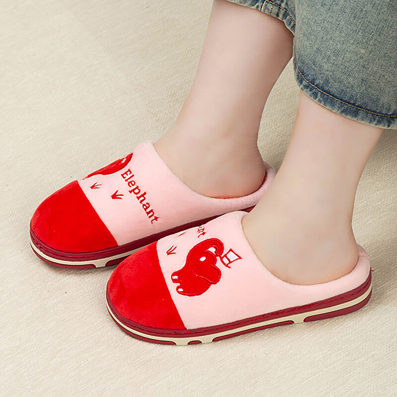 Karikatūra zilonis plīša čības siltas kokvilnas pretslīdēšanas pāriem māja jauki ērti apavi vīriešiem sievietēm ziemas rudens apavi