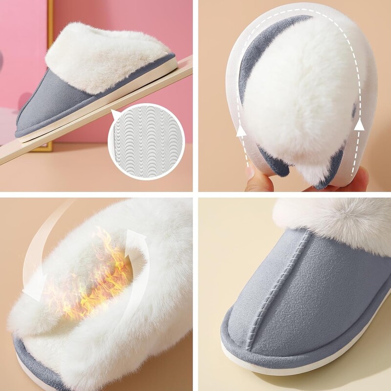 Női bolyhos papucsok hangulatos memóriahabos házipapucsok bolyhos gyapjúszerű női papucsok plüss polár bélésű cipők Valentin-napi ajándékok