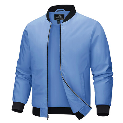 MAGCOMSEN Jachetă de aviator pentru bărbați, ușoară, cu fermoar complet, Jachete ocazionale, elegante, haină de primăvară, jachetă de călătorie.