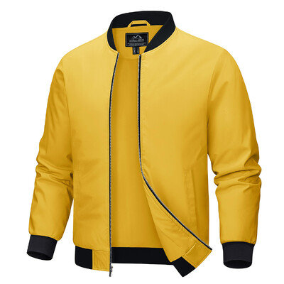 MAGCOMSEN Jachetă de aviator pentru bărbați, ușoară, cu fermoar complet, Jachete ocazionale, elegante, haină de primăvară, jachetă de călătorie.