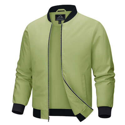 MAGCOMSEN Jachetă de aviator pentru bărbați, ușoară, cu fermoar complet, Jachete ocazionale, elegante, haină de primăvară, jachetă de călătorie.