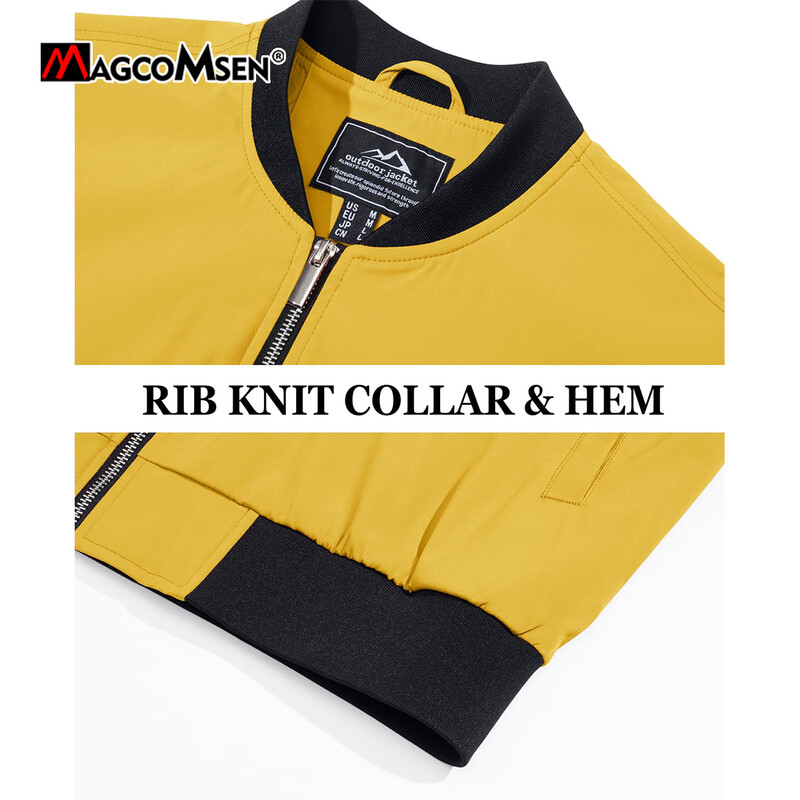 MAGCOMSEN Jachetă de aviator pentru bărbați, ușoară, cu fermoar complet, Jachete ocazionale, elegante, haină de primăvară, jachetă de călătorie.