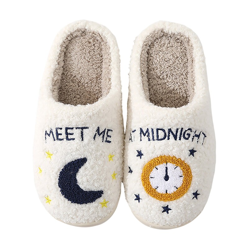 Papuci de casă anti-alunecare Cozy Moon Meet Me At Midnight Moale Călduș Iarna Dormitor Plat Bumbac Taylor Style Fete Swift Shoes