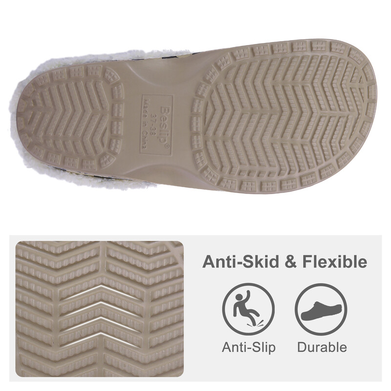 Litfun Ženske klompe za parove Kućna spavaća soba Fuzzy tobogani Mekani potplat Vodootporne EVA plišane papuče Ženske tople papuče Vrtne cipele