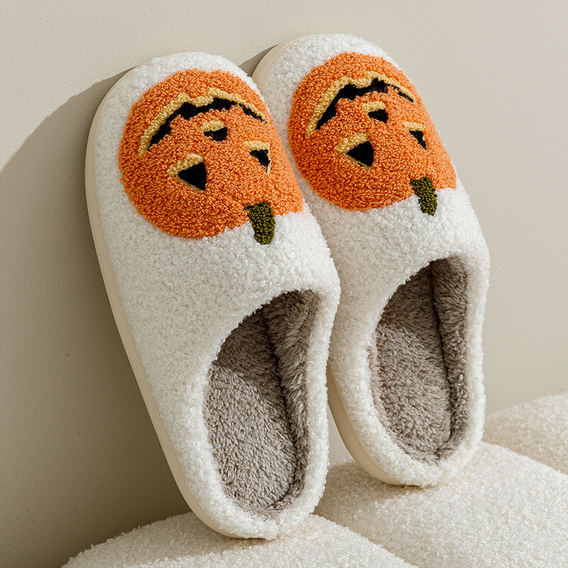 Γυναικείες παντόφλες Smile Pumpkin Halloween Winter Indoor Cartoon Comfort Σπίτι Υπνοδωμάτιο Μαλακά αιτιατικά επίπεδα βελούδινα παπούτσια για δώρο