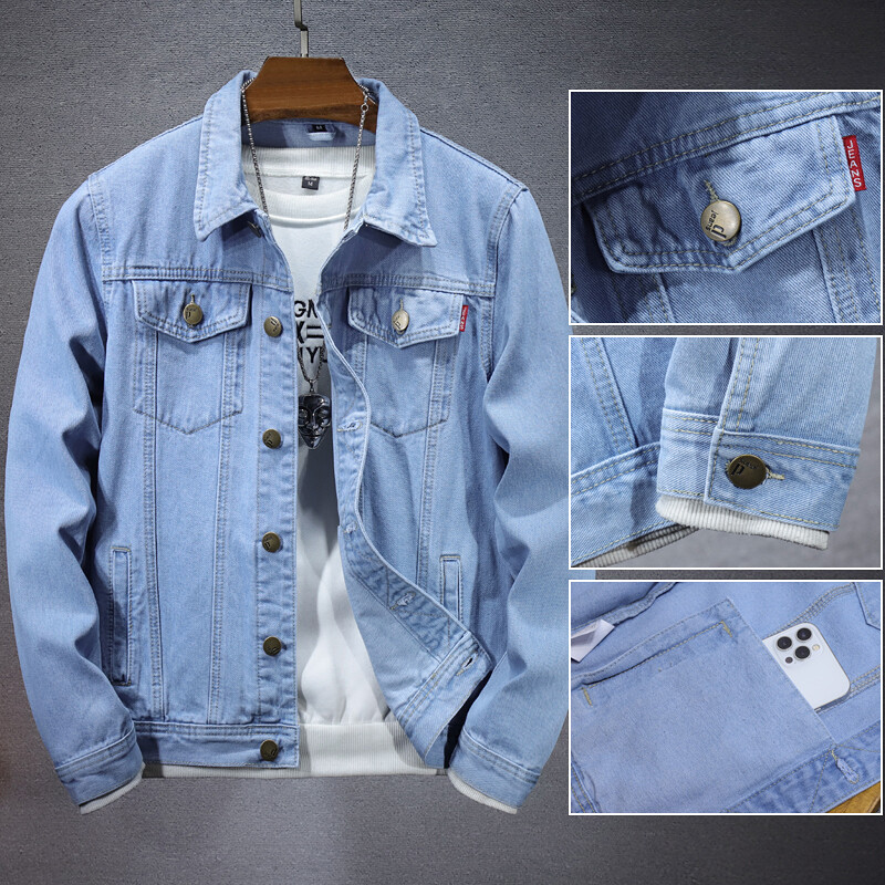 Jachetă de blugi de tip boutique de mărime Plus 5XL-M, de primăvară, noi pentru bărbați, la modă pentru motociclete