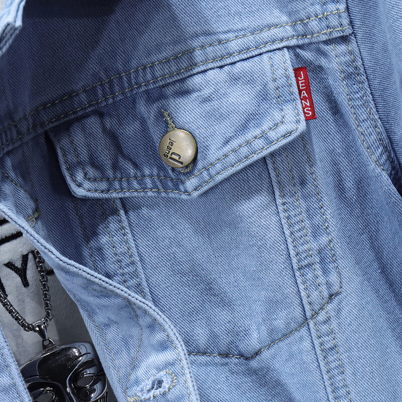Jachetă de blugi de tip boutique de mărime Plus 5XL-M, de primăvară, noi pentru bărbați, la modă pentru motociclete