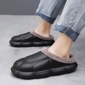 Téli Férfi Meleg Papucsok Csúszásgátló Pamut Papucs Kültéri Beltéri Kényelmes Csúszásmentes Alkalmi Cipők Hálószoba Férfi Plüss papucsok