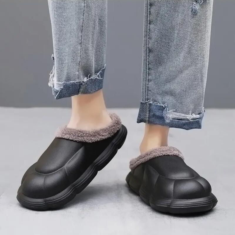 Ziemas vīriešu siltas čības Neslīdošas kokvilnas čības āra iekštelpām Ērti neslīdoši ikdienas apavi Vīriešu guļamistabas plīša čības