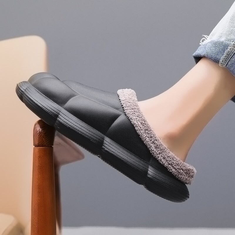 Ziemas vīriešu siltas čības Neslīdošas kokvilnas čības āra iekštelpām Ērti neslīdoši ikdienas apavi Vīriešu guļamistabas plīša čības