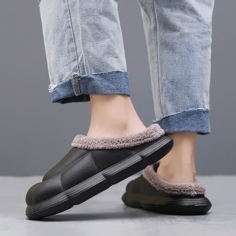Ziemas vīriešu siltas čības Neslīdošas kokvilnas čības āra iekštelpām Ērti neslīdoši ikdienas apavi Vīriešu guļamistabas plīša čības