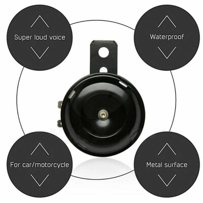 Универсален комплект електрически клаксон за мотоциклети 12V 1.5A 105db Водоустойчиви кръгли силни високоговорители за клаксон за скутер Мотопед Dirt Bike ATV