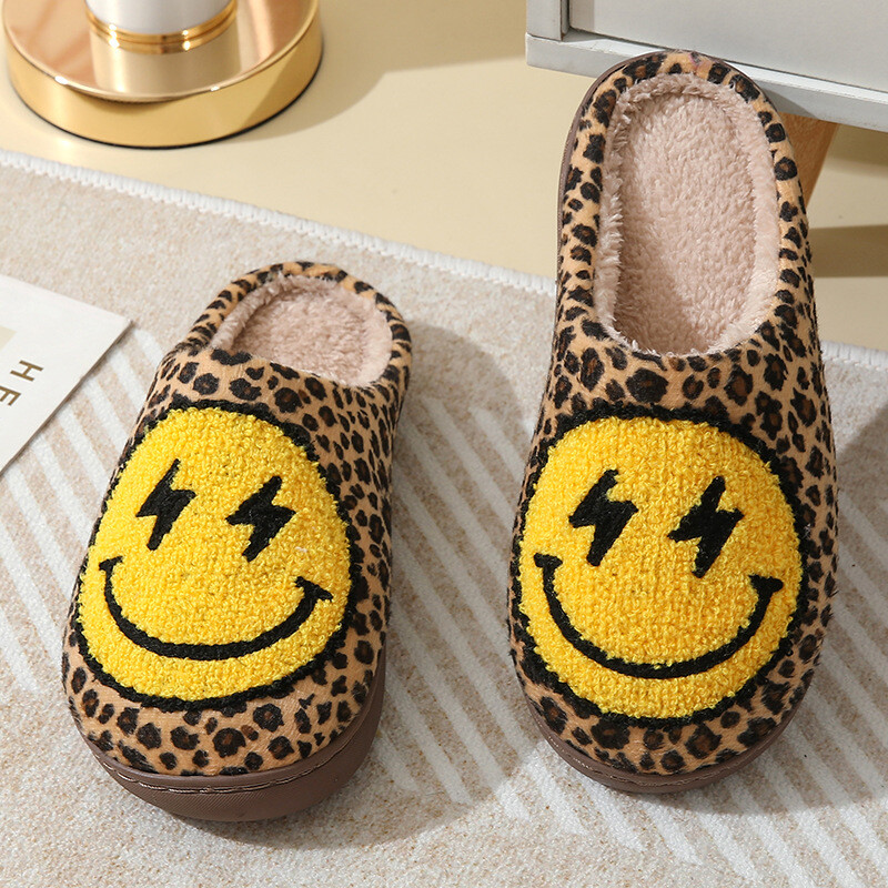 Sieviešu čības Jauki zibens smaids Seja Māja Smieklīgi dāmu ikdienas apavi Ziemas iekštelpu apavi pūkaini smaidoši