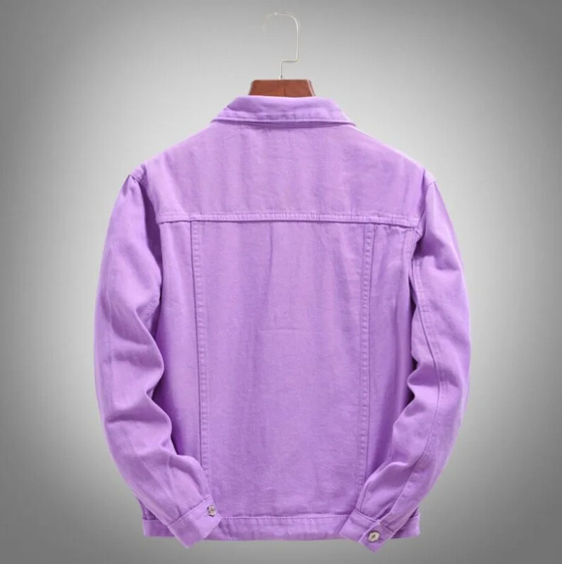 Populārākā džinsa jaka Vīriešu sieviešu apģērbi 2023. gada rudens modes kovboju mētelis, purpursarkana oranža brīva džinsa jaka Vīriešu džinsa jaka