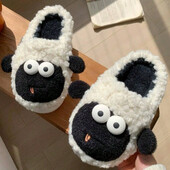 Jaukas aitas ziemas jaunas sieviešu čības mīkstas papēža platformas kažokādas siltas iekštelpās, ērtas mājas pūkainas mājas čības