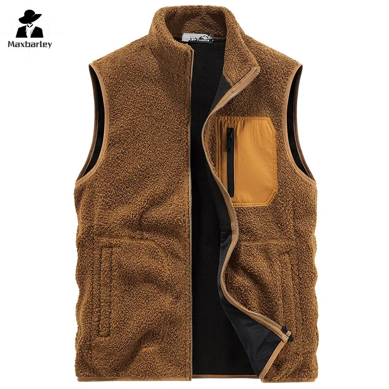 2024. Novi flis prsluk, muška jesenska i zimska ležerna dvostrana jakna bez rukava od polarnog flisa, otporna na hladnoću, prsluk za ribolov na otvorenom