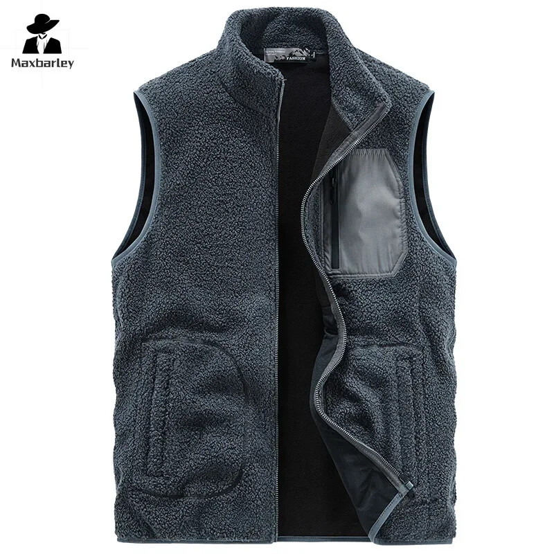 2024. Novi flis prsluk, muška jesenska i zimska ležerna dvostrana jakna bez rukava od polarnog flisa, otporna na hladnoću, prsluk za ribolov na otvorenom