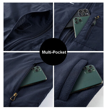 Ανδρικό γιλέκο εξωτερικών χώρων M-6XL Fleece Lined Multi Pocket Two Side Wear Leisure Hiking Cargo Αμάνικο μπουφάν