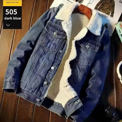 Amerikāņu vintage brīvi pieguļoša džinsa jaka Jēra vilnas vilnas odere ikdienišķs stils vīriešiem Moderns rudens ziemas japāņu darba apģērbs