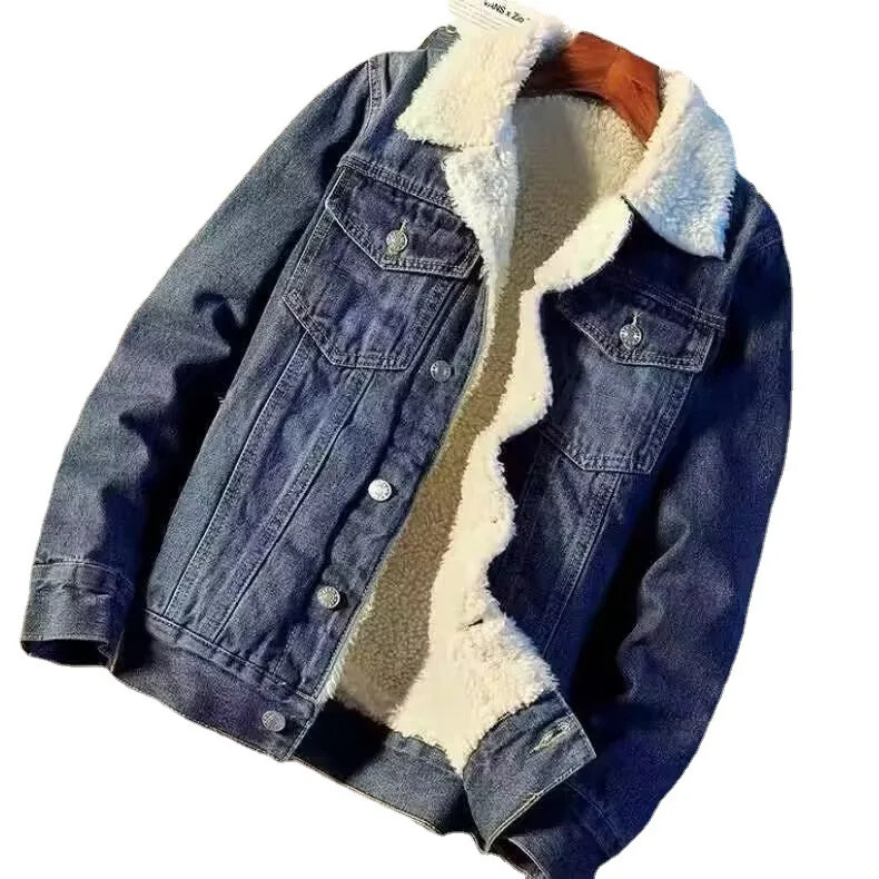 Amerikāņu vintage brīvi pieguļoša džinsa jaka Jēra vilnas vilnas odere ikdienišķs stils vīriešiem Moderns rudens ziemas japāņu darba apģērbs