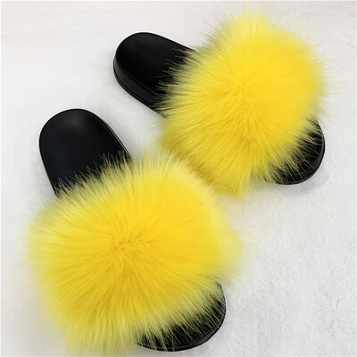 Sieviešu seksīgas mākslīgās kažokādas čības Plīša pūkainas pūkainas čības āra iekštelpu apavi ar plakanu platformu Sieviešu ikdienišķas čības Sieviešu slidkalniņi