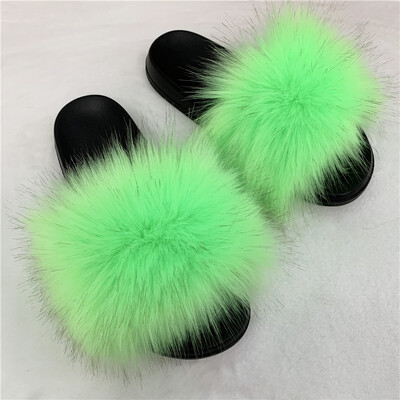 Sieviešu seksīgas mākslīgās kažokādas čības Plīša pūkainas pūkainas čības āra iekštelpu apavi ar plakanu platformu Sieviešu ikdienišķas čības Sieviešu slidkalniņi