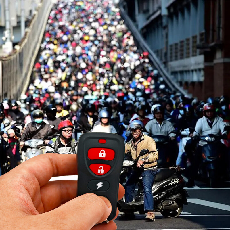 Motocikla pretaizdzīšanas signalizācijas sistēma Bezvadu tālvadības dzinēja startera apturēšana ar tālvadības pults atslēgas moduļa skaņas signālu 12V motociklam