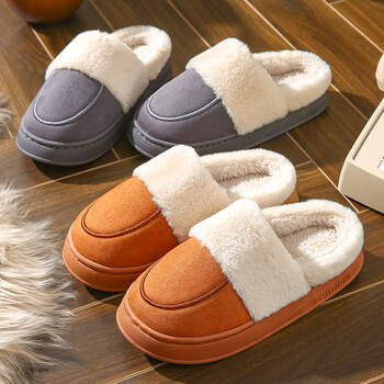 2024 New Winter Trend Concise Indoor Mule Ζεστές, αντιολισθητικές παντόφλες για γυναίκες Slides κλειστές μύτες Γυναικεία βαμβακερά παπούτσια