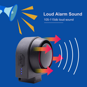 Безжична велосипедна вибрационна аларма 115dB IP55 Водоустойчива мотоциклетна аларма Дистанционно управление Детектор за велосипеди против кражба Алармена система