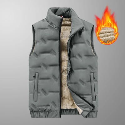 2024. gada jauna dūnu kokvilnas veste vīriešu plus flīsa biezināta ziemas liela izmēra veste bez piedurknēm Parka vienkārša ikdienas silta vīriešu jaka