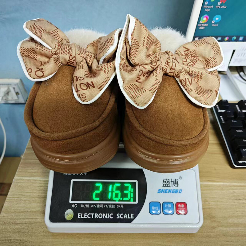 Divatos ősz nőknek meleg otthoni papucsok rózsaszín hercegnő masni vastag plüss csúszásmentes szabadidő cipők puha hálószoba platform lapos csúszda