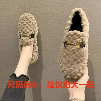 Őszi és téli gyapjúcipő plusz bársony pamut cipő Alkalmi pamut papucs Női mélyen dekoltált babcipő csúszócipő