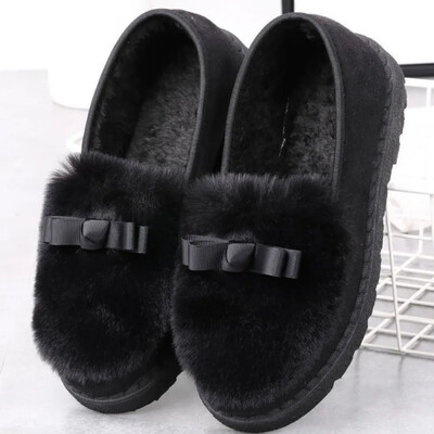 Őszi és téli gyapjúcipő plusz bársony pamut cipő Alkalmi pamut papucs Női mélyen dekoltált babcipő csúszócipő