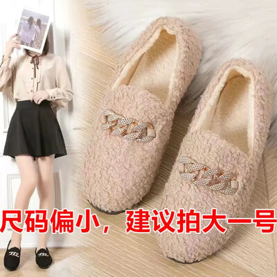 Őszi és téli gyapjúcipő plusz bársony pamut cipő Alkalmi pamut papucs Női mélyen dekoltált babcipő csúszócipő